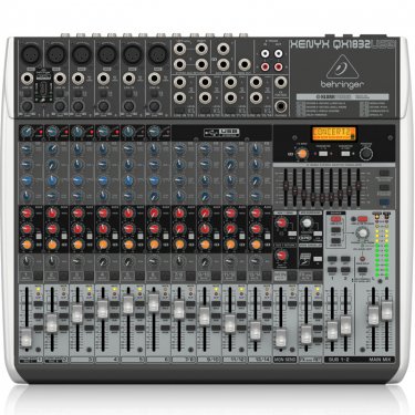 青海百灵达 Behringer QX1832USB 模拟调音台 USB声卡调音台 直播K歌调音台